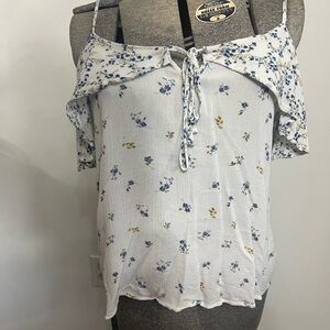 PINK REPUBLIC Woman S White Floral Sleeveless Cami Tank Shirt Boho Top